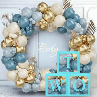 Balloon Box Two Blue  2nd Birthday Surprise Balloon Gift Box for Girls  Cute  Elegant Celebration Box