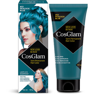 Cosglam Semi Permanent Hair Color For Women  Men, (120g, #52 Peacock Blue)