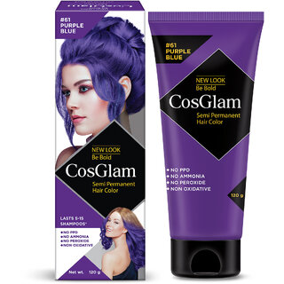 Cosglam Semi Permanent Hair Color For Women  Men, (120g, #61 Purple Blue)