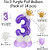 Purple 3 Number Foil Balloon with Crown  Base Balloons  32 Inch Helium Supported for Birthday, Anniversary, Baby Showe