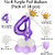 Purple 4 Number Foil Balloon with Crown  Base Balloons  32 Inch Helium Supported for Birthday, Anniversary, Baby Showe