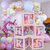 Balloon Box Three Pink  3 Transparent Balloon Boxes for 3rd Birthday Decoration