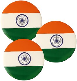 (Pack of 3) Indian Flag Lapel Pin Unisex Brooch Tiranga Badge For Shirts, T-Shirt, Saree and Coat (Multicolor)