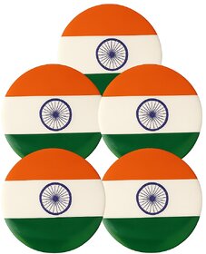 (Pack of 5) Indian Flag Lapel Pin Unisex Brooch Tiranga Badge For Shirts, T-Shirt, Saree and Coat (Multicolor)