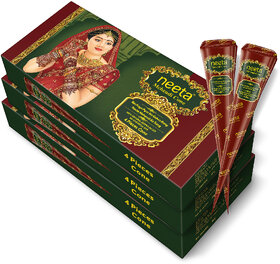 Ready to Use Mehendi Cone for Hand Design  Pack of 3 (4 Henna Cones Each, 20g)