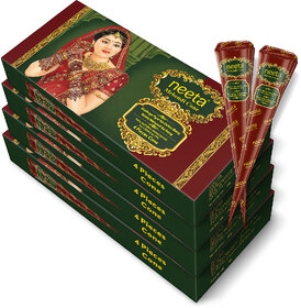 Ready to Use Mehendi Cone for Hand Design  Pack of 4 (4 Henna Cones Each, 20g)