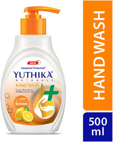 Yuthika Naturals Hand Wash 500ml Lemon - 100 Natural Extracts, pH Balanced