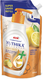Yuthika Naturals Hand Wash 675ml Lemon - 100 Natural Extracts, pH Balanced
