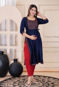 MIRROR WORK  EMB.  MATERNITY DRESS AND FEEDING DREES