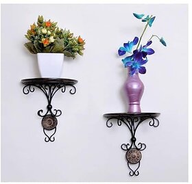 Wood City Craft Wall Bracket/Wall Shelves for Home Decor/Wooden and Iron Wall Mount Bracket