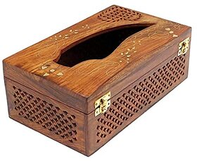 Zaidiee Limited Wooden Tissue Box Holder Rectangular Tissue Holder Dispenser for Dining Room Kitchen Bedroom Dressers and Home Decor Size - (LxBxH - 11x6x4 Inch)