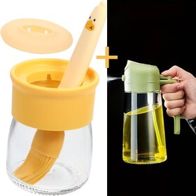 ANTIQ WORLD Glass Oil Sprayer and 250 ML OIL BOTTLE WITH BRUSH