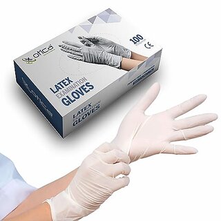 OTICA Latex Hand Gloves100 pcsMedical Grade 4gmWhiteFood GradeCe ApprovedNon SterileMedical ExaminationAll-Purpo