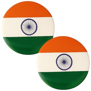 (Pack of 2) Indian Flag Lapel Pin Unisex Brooch Tiranga Badge For Shirts, T-Shirt, Saree and Coat (Multicolor)
