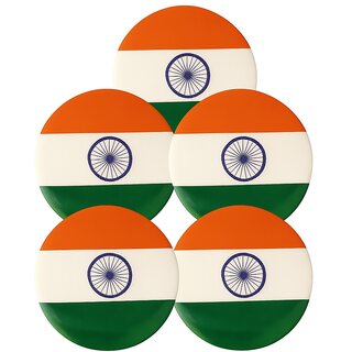 (Pack of 5) Indian Flag Lapel Pin Unisex Brooch Tiranga Badge For Shirts, T-Shirt, Saree and Coat (Multicolor)