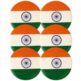 (Pack of 6) Indian Flag Lapel Pin Unisex Brooch Tiranga Badge For Shirts, T-Shirt, Saree and Coat (Multicolor)