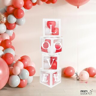 Fun Town Bubble Balloon Box LOVE  White  Romantic Party  Anniversary Decoration Kit  Pack of 4 Boxes