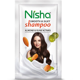Nisha Almond and Olive Hair Shampoo for Silky, Shiny and Smooth Hair, (96 Sachets 6ml Each)