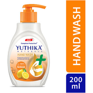 Yuthika Naturals Hand Wash (200ml) Lemon - Complete Protection pH Balanced Formula