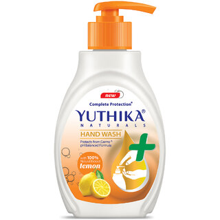 Yuthika Naturals Hand Wash (200ml) Lemon - Complete Protection pH Balanced Formula
