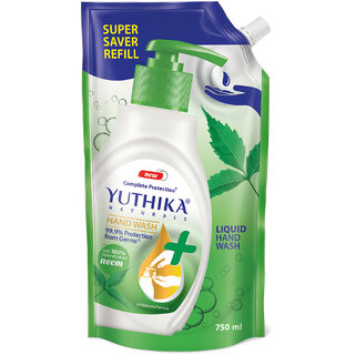 Yuthika Naturals Hand Wash 750ml Neem - 100 Natural Extracts, pH Balanced