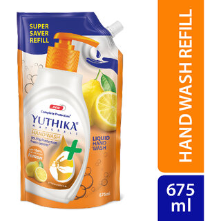 Yuthika Naturals Hand Wash 675ml Lemon - 100 Natural Extracts, pH Balanced