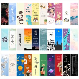 Faolo Designer Bookmarks for Books  Set of 30 Pieces  Double Sided Matte Finished Laminated, 30 Unique Designs