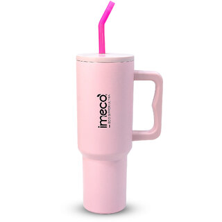 IMECO ECO SIPPER ULTRA Stainless Steel Sipper with Straw Straw Cleaner (1.2L, Pink) BPA Free, Leak Proof Tumbler
