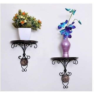 Wood City Craft Wall Bracket/Wall Shelves for Home Decor/Wooden and Iron Wall Mount Bracket