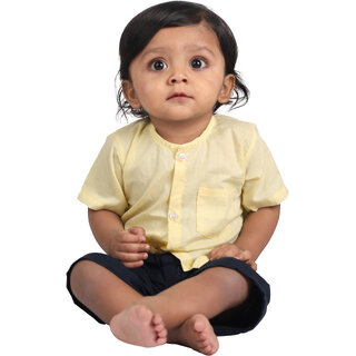Kid Kupboard Cotton Baby Boys Shirt, Yellow, Half-Sleeves, 9-12 Months KIDS7787