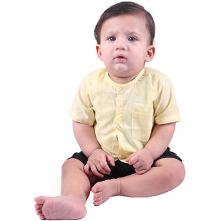 Kid Kupboard Cotton Baby Boys Shirt, Yellow, Half-Sleeves, 9-12 Months KIDS7788