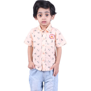 Kid Kupboard Cotton Baby Boys Shirt, Beige, Half-Sleeves, 3-4 Years KIDS7789