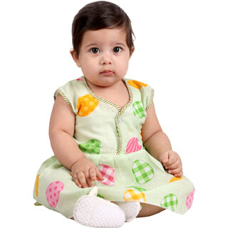 Kid Kupboard Cotton Baby Girls A-Line Frock, Green, Sleeveless, 9-12 Months KIDS7809