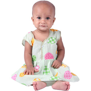 Kid Kupboard Cotton Baby Girls A-Line Frock, Green, Sleeveless, 9-12 Months KIDS7811