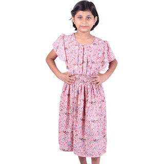 Kid Kupboard Cotton Girls A-Line Frock, Pink, Short Sleeves, 10-11 Years KIDS7812