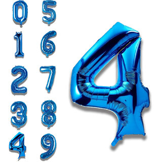 Fun Town Solid Blue 4 Number Foil Balloons 32