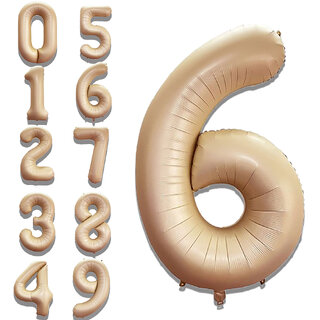 Fun Town Solid Beige 6 Number Foil Balloons 32