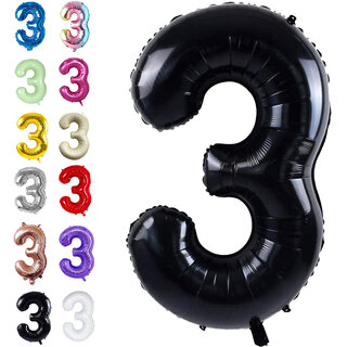 Fun Town Solid Black 3 Number Foil Balloons 32