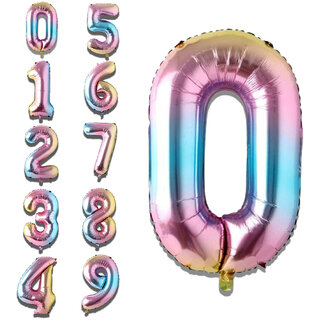 Fun Town Solid Multicolor 0 /zero Number  Foil Balloons 32