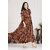 Fancy Flair Women Brown Three quarter Sleeves Printed Fit  Flare Dress
