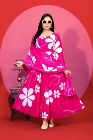 Fancy Flair Women Pink Long Sleeves Printed Fit & Flare Dress