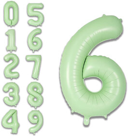 Party Bird Solid Green 6 Number Foil Balloons Helium 32