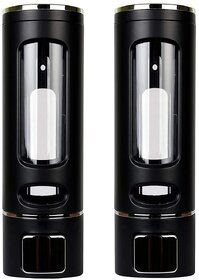 CIS Capsule Soap Dispenser 400ml  Wall Mount Liquid Soap Dispenser for Bathroom  Kitchen (Black) (Pack of 2)