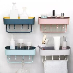Bathroom Rack & Wall-Mounted Shelf Organizer  Multipurpose Storage Racks Set for Home, White & Gray