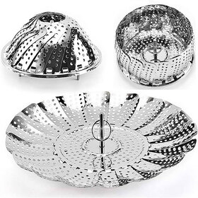 Stainless Steel Multipurpose foldable Steamer Basket for Vegetable & fruit Stainless Steel Steamer  (1 L)