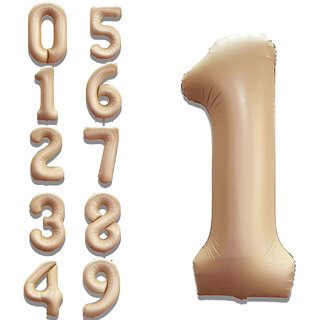 Fun Town Solid Beige 1/one Number Foil Balloons 32