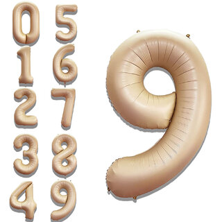 Fun Town Solid Beige 9/Nine Number Foil Balloons 32