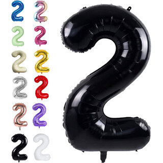 Fun Town Solid Black 2/two Number Foil Balloons 32