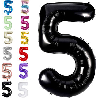 Fun Town Solid Black 5 Number Foil Balloons 32