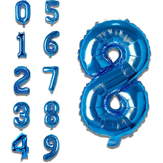 Fun Town Solid Blue 8 Number Foil Balloons 32